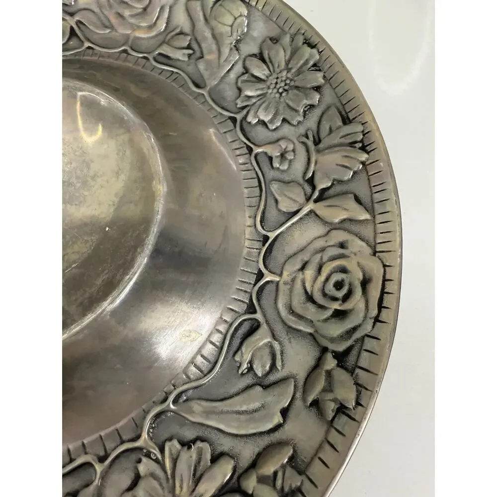Vintage The Wilton Co. Metal Armetale Garden Path Chip & Dip Bread & Oil Platter